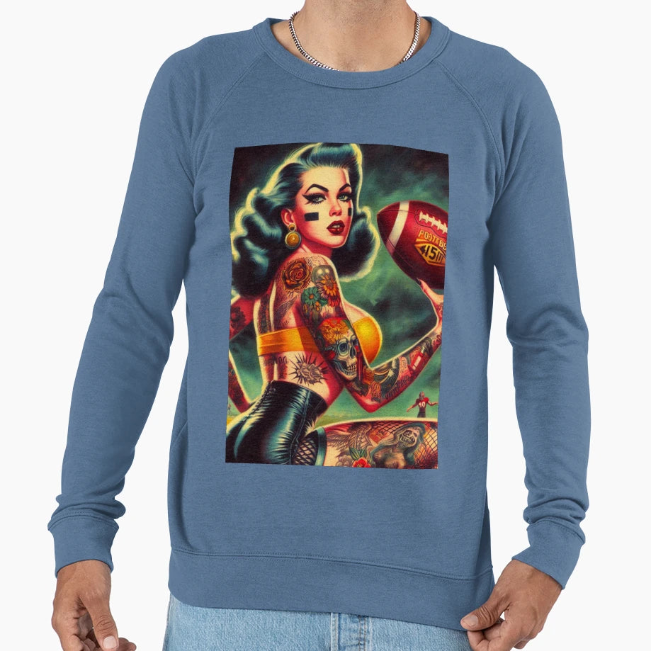 Football Pin Up Sweatshirt - Unique Graphic Unisex - T-Shirt, Sweatshirt, Hoodie