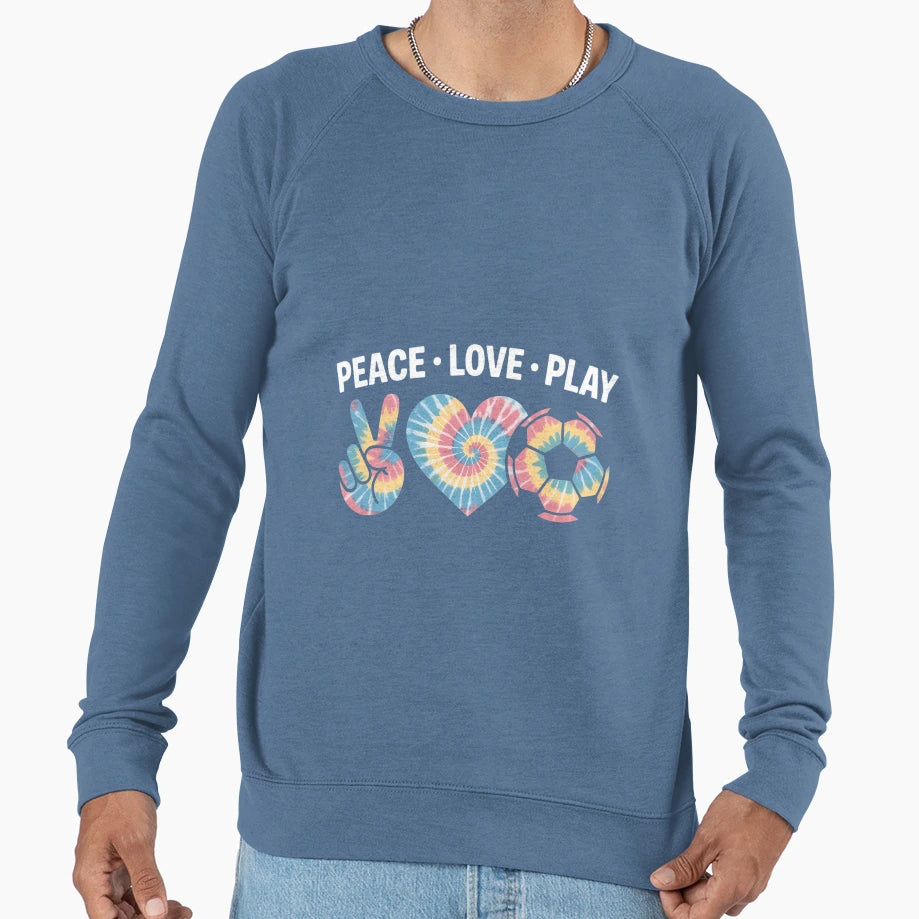 Peace Love Play Soccer Lovers Sweatshirt - Aesthetic Graphic for Adults - T-Shirt, Sweatshirt, Hoodie