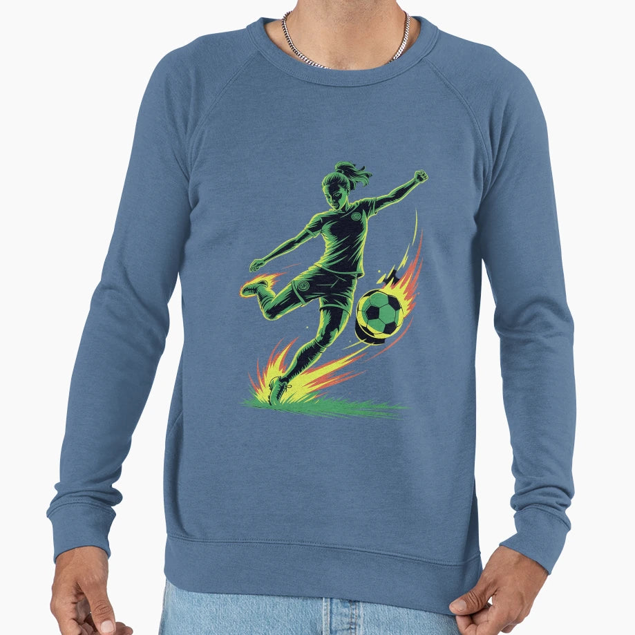 Womens Soccer Power Kick Forward Sweatshirt - Graphic Print Men Women - T-Shirt, Sweatshirt, Hoodie