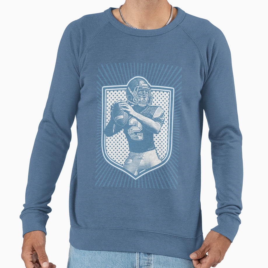 Quarterback Passing Football Blue Sweatshirt - Fun Novelty Design Men Women - T-Shirt, Sweatshirt, Hoodie