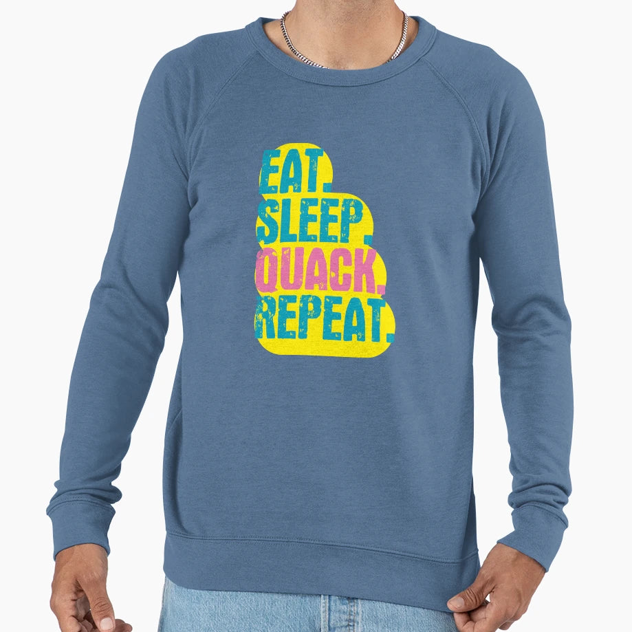 Eat Sleep Quack Repeat Funny Sweatshirt - Aesthetic Graphic Men Women - T-Shirt, Sweatshirt, Hoodie