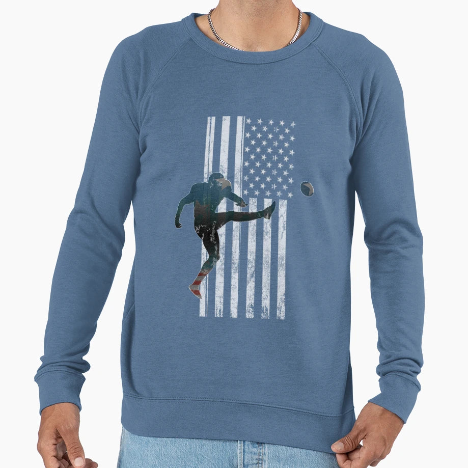 Football American Flag Usa Sweatshirt - Casual Everyday Wear Men Women - T-Shirt, Sweatshirt, Hoodie