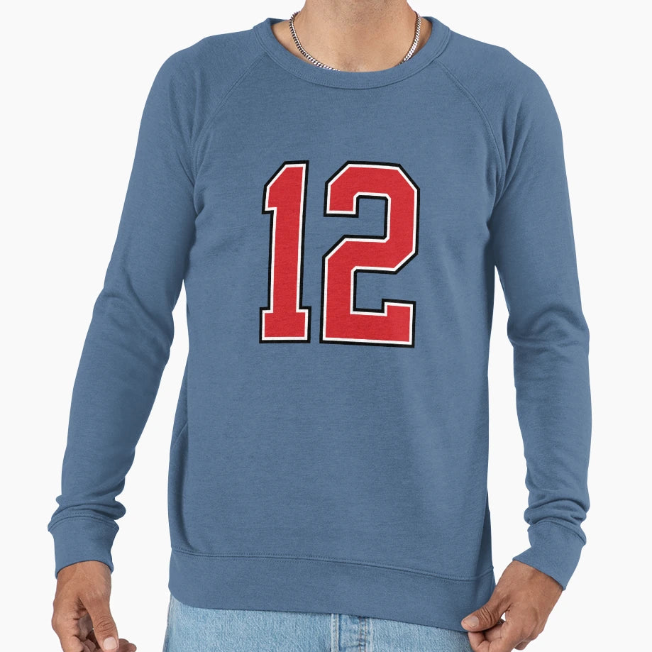 Sports Number 12 Red Black Color Lucky Sweatshirt - Unique Graphic Unisex - T-Shirt, Sweatshirt, Hoodie