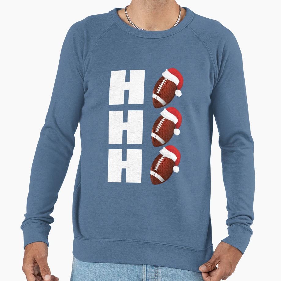 Ho Ho Ho Santa Hats Funny Football Sweatshirt - Aesthetic Graphic Unisex - T-Shirt, Sweatshirt, Hoodie