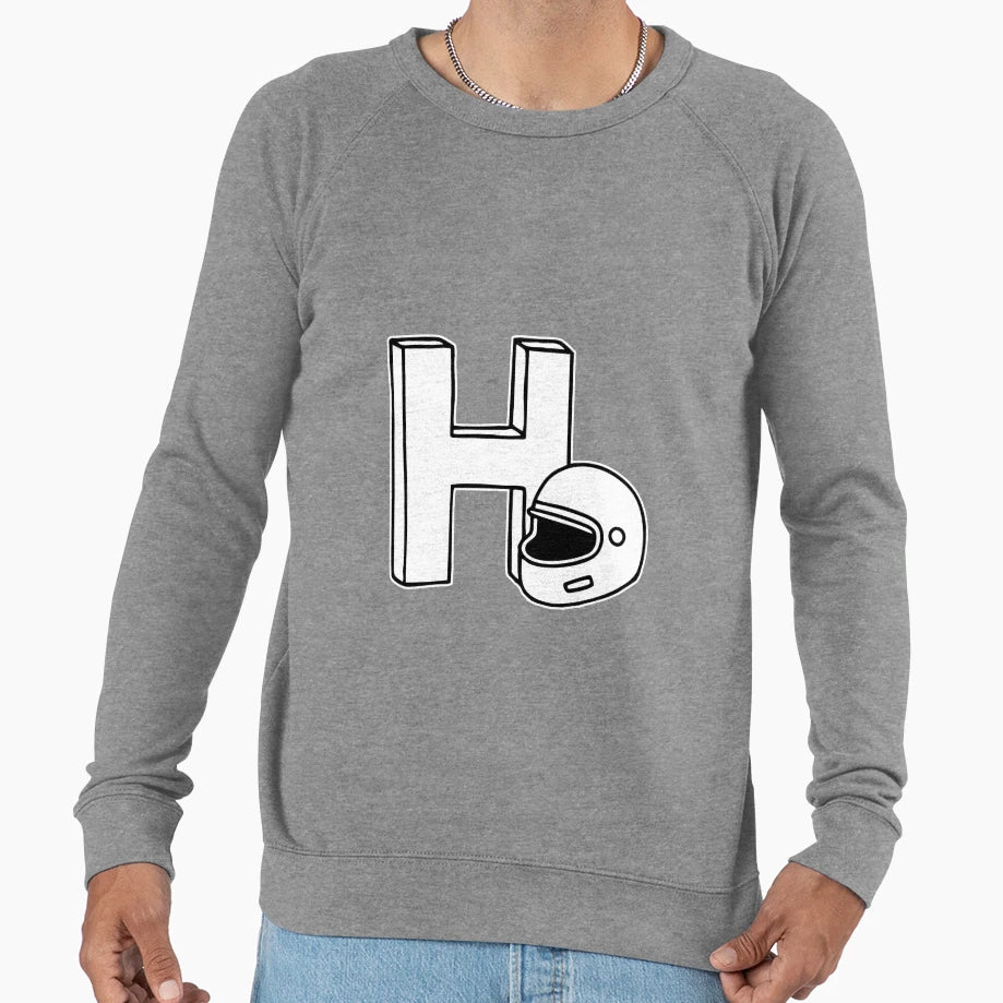 Letter H Beside Helmet Sweatshirt - Minimalist Print Unisex - T-Shirt, Sweatshirt, Hoodie