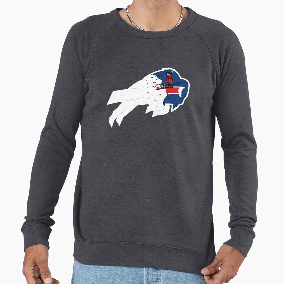 Snowstorm Buffalo Bills Logo Blue Red Sweatshirt - Custom Art Print Unisex - T-Shirt, Sweatshirt, Hoodie