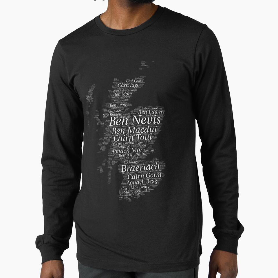 Scottish Munro Bagging Scotland Outline Wordart by - Adult & Kids T-Shirts, Sweatshirts & Hoodies apparel design preview 1
