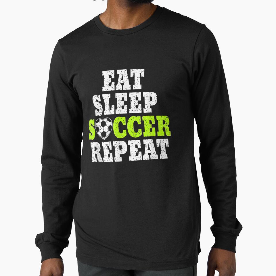 Sport Player Eat Sleep Soccer Repeat Gift by - Adult & Kids T-Shirts, Sweatshirts & Hoodies apparel design preview 1