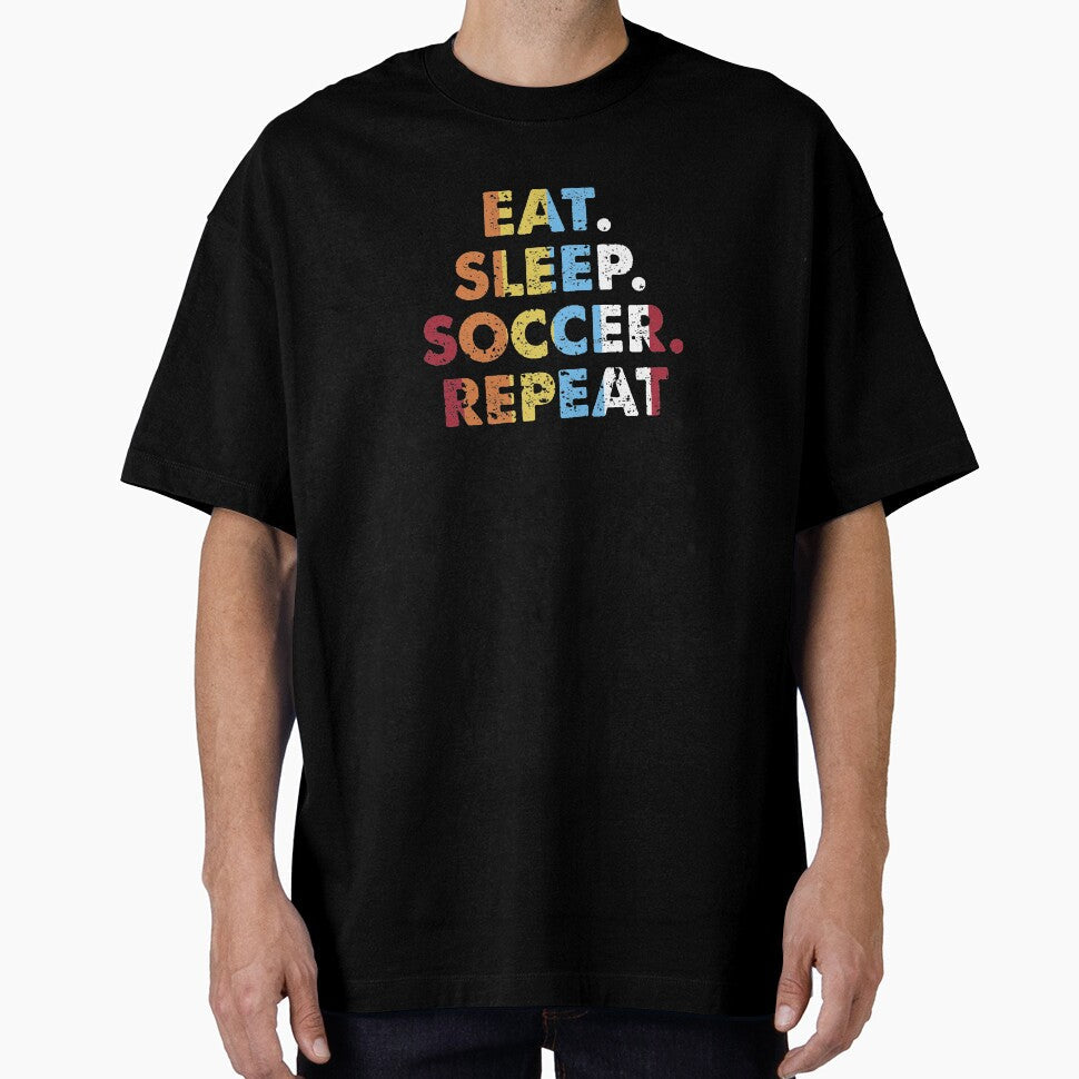Retro Eat. Sleep. Soccer. Repeat. Vintage Sports - Adult & Kids T-Shirts, Sweatshirts & Hoodies apparel design preview 1