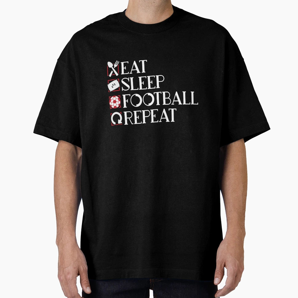 Eat Sleep Football Repeat Ball T-Shirt - Aesthetic Graphic Men Women - T-Shirt, Sweatshirt, Hoodie