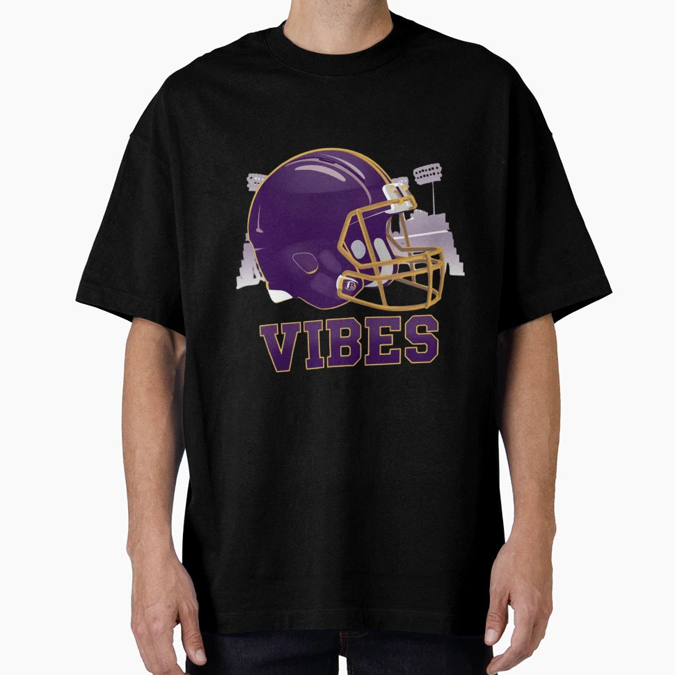 Purple Gold Helmet Game Day Vibes T-Shirt - Minimalist Print Men Women - T-Shirt, Sweatshirt, Hoodie