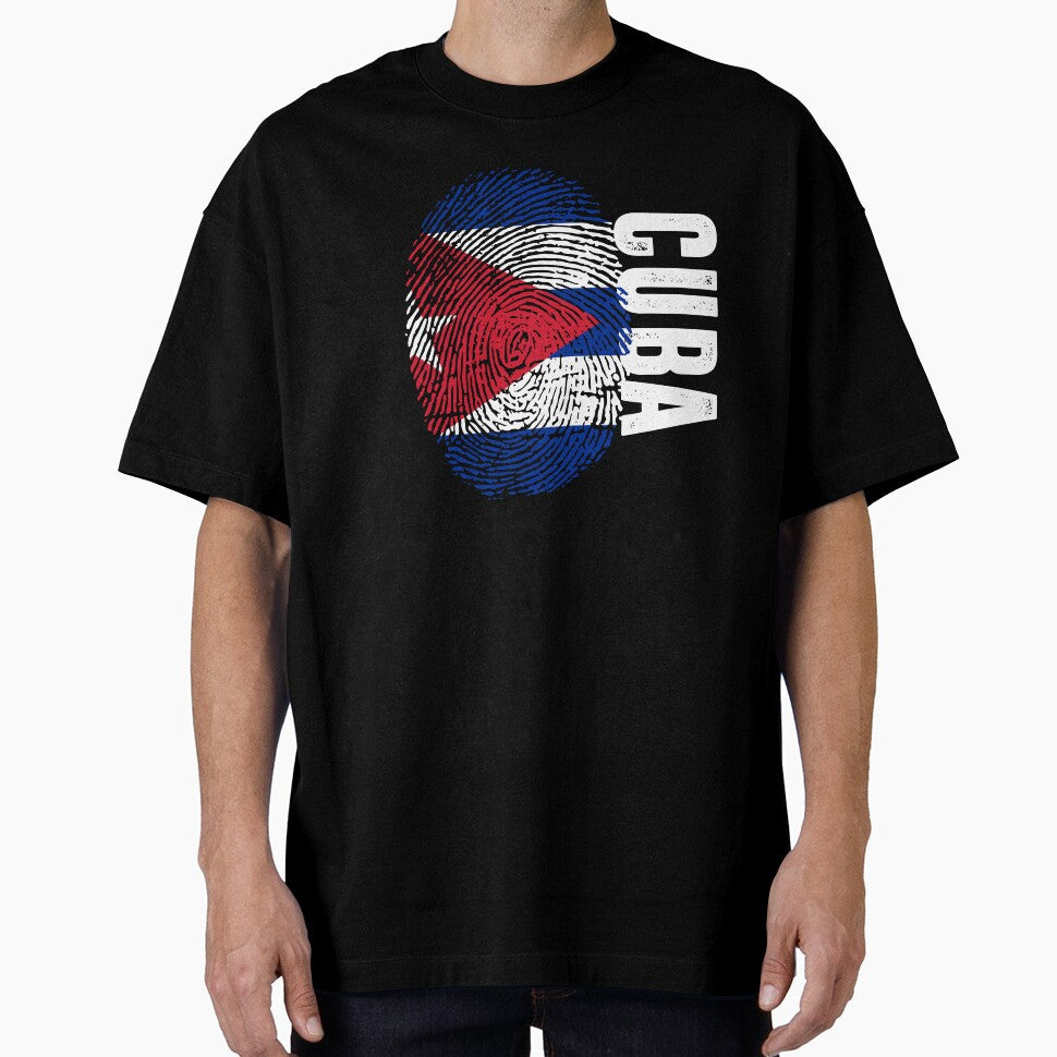 Cuba Flag Fingerprint DNA Cuban by PartyShirts1 - Adult & Kids T-Shirts, Sweatshirts & Hoodies apparel design preview 1