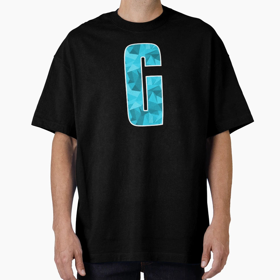 Letter G Monogram Letter Art Cyan Blue T-Shirt - Unique Graphic Unisex - T-Shirt, Sweatshirt, Hoodie