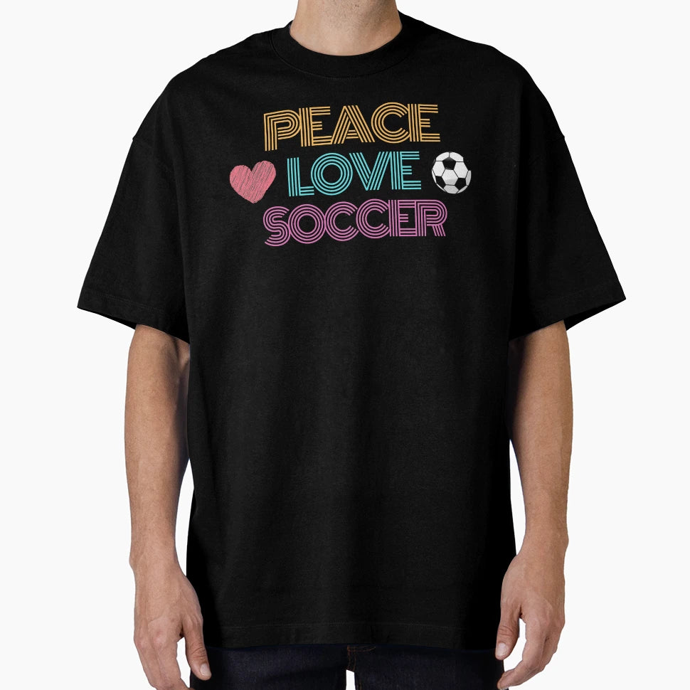 Peace Love Soccer Neon Lines T-Shirt - Unique Graphic Unisex - T-Shirt, Sweatshirt, Hoodie