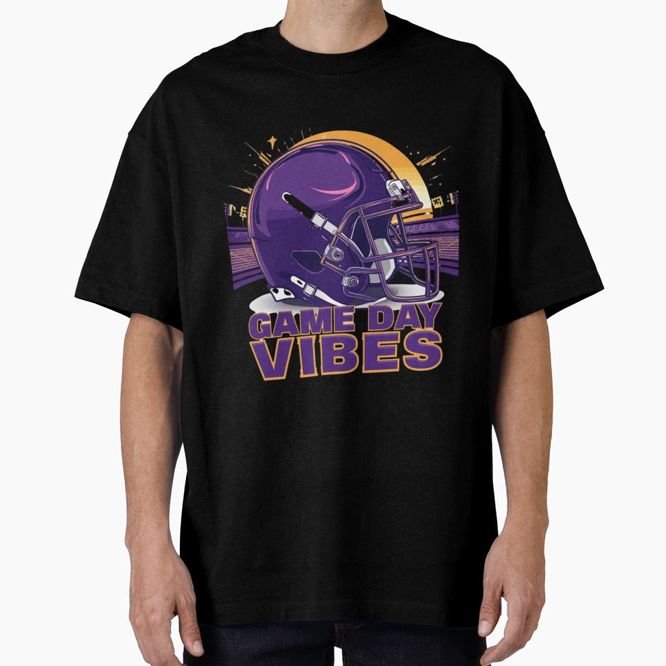 Copy Purple Gold Helmet Game Day Vibes T-Shirt - Trendy Graphic Men Women - T-Shirt, Sweatshirt, Hoodie