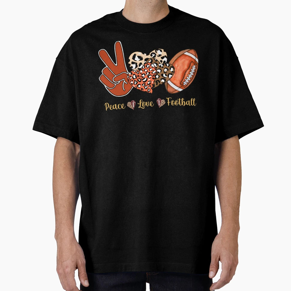 Peace Love Football Cut Football T-Shirt - Fun Novelty Design Men Women - T-Shirt, Sweatshirt, Hoodie
