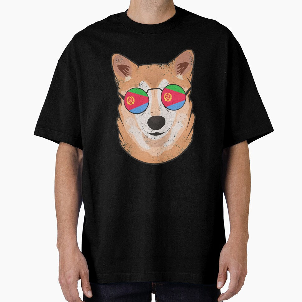 Vintage Patriotic Shiba Inu Eritrean Flag by - Adult & Kids T-Shirts, Sweatshirts & Hoodies apparel design preview 1