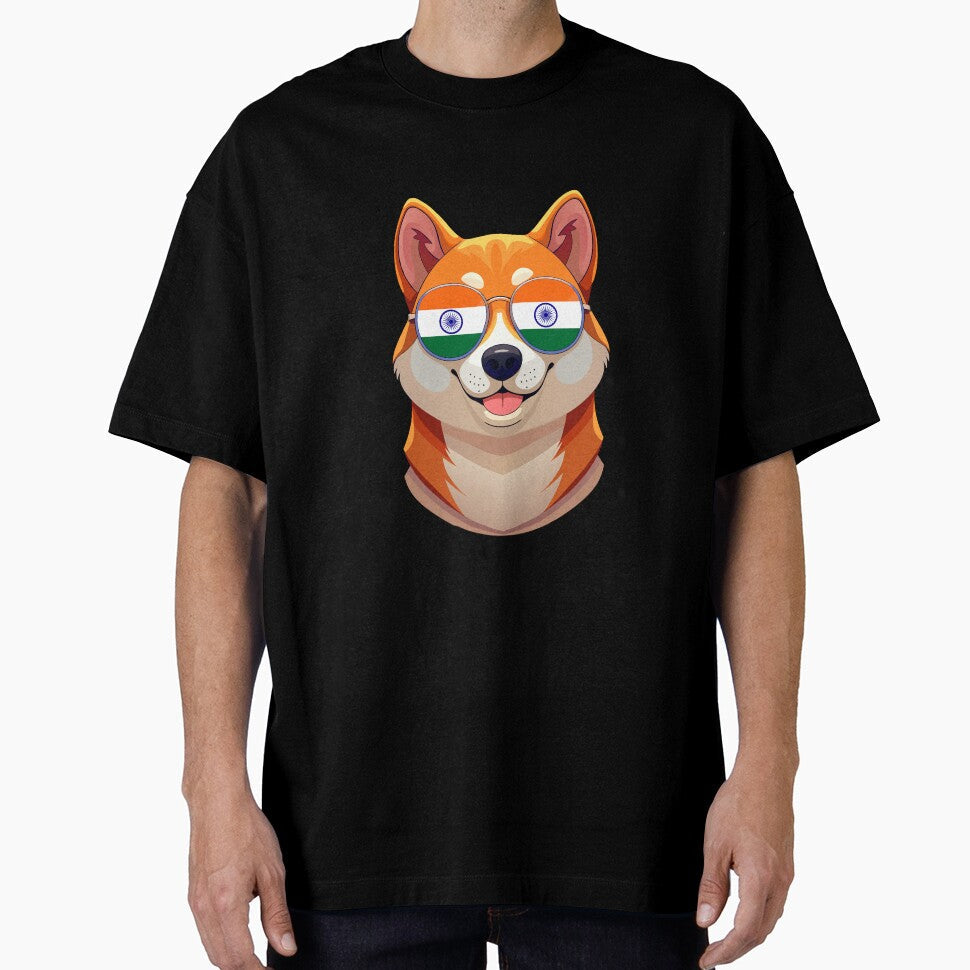 Vintage Patriotic Shiba Inu Indian Flag by - Adult & Kids T-Shirts, Sweatshirts & Hoodies apparel design preview 1