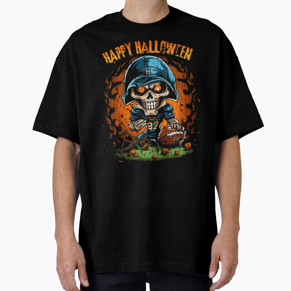 American Football Skeleton Halloween T-Shirt - Streetwear Style for Adults - T-Shirt, Sweatshirt, Hoodie