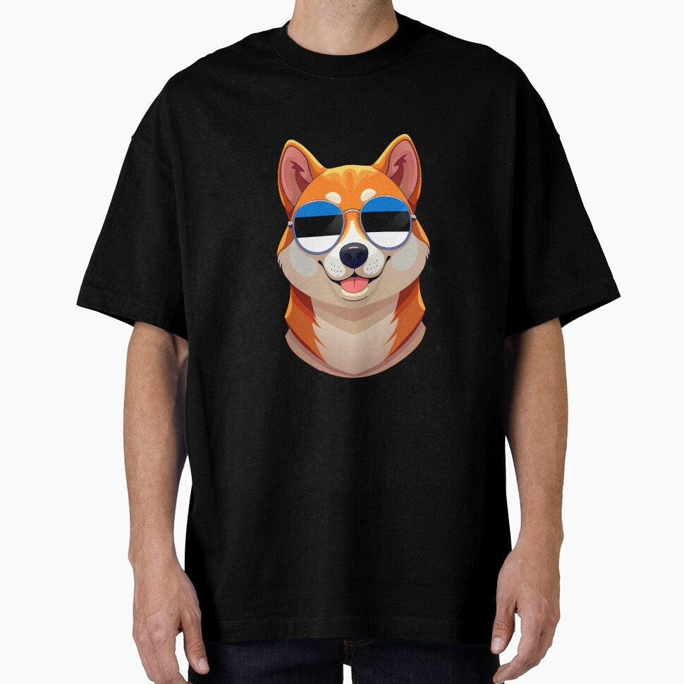 Vintage Patriotic Shiba Inu Estonian Flag by - Adult & Kids T-Shirts, Sweatshirts & Hoodies apparel design preview 1