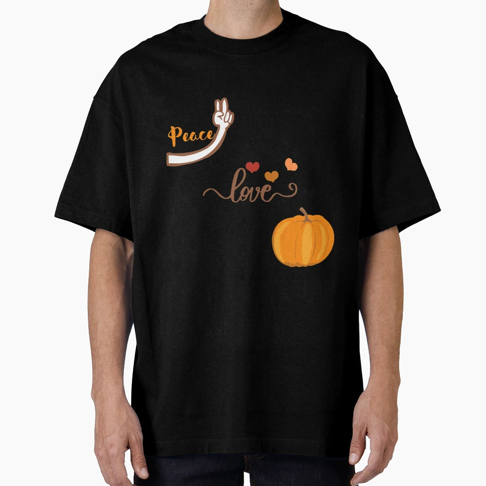Peace Love Pumpkin T-Shirt - Minimalist Print for Adults - T-Shirt, Sweatshirt, Hoodie