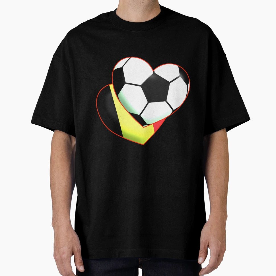 Football Heart Belgium T-Shirt - Casual Everyday Wear for Adults - T-Shirt, Sweatshirt, Hoodie