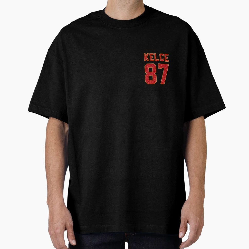 Red Glitter Kelce 87 T-Shirt - Casual Everyday Wear Men Women - T-Shirt, Sweatshirt, Hoodie