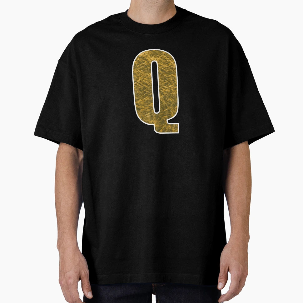 Letter Q Yellow And Gold Water Wave T-Shirt - Streetwear Style for Adults - T-Shirt, Sweatshirt, Hoodie