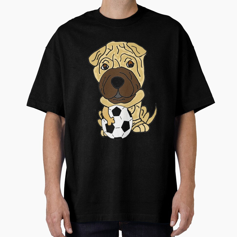 Funny Shar Pei Dog Playing Football by Nature's Fancy - Adult & Kids T-Shirts, Sweatshirts & Hoodies apparel design preview 1