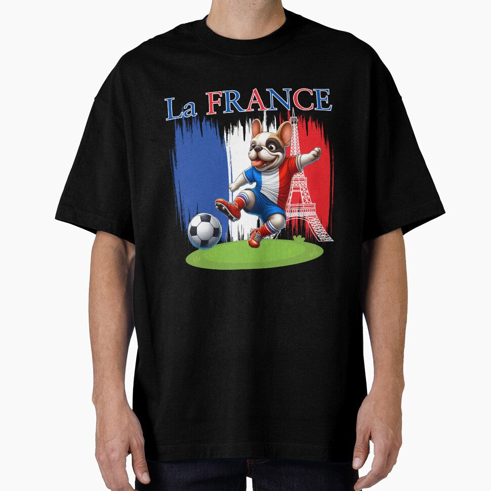 French Bulldog Eiffel Tower Soccer Football Game Go - Adult & Kids T-Shirts, Sweatshirts & Hoodies apparel design preview 1