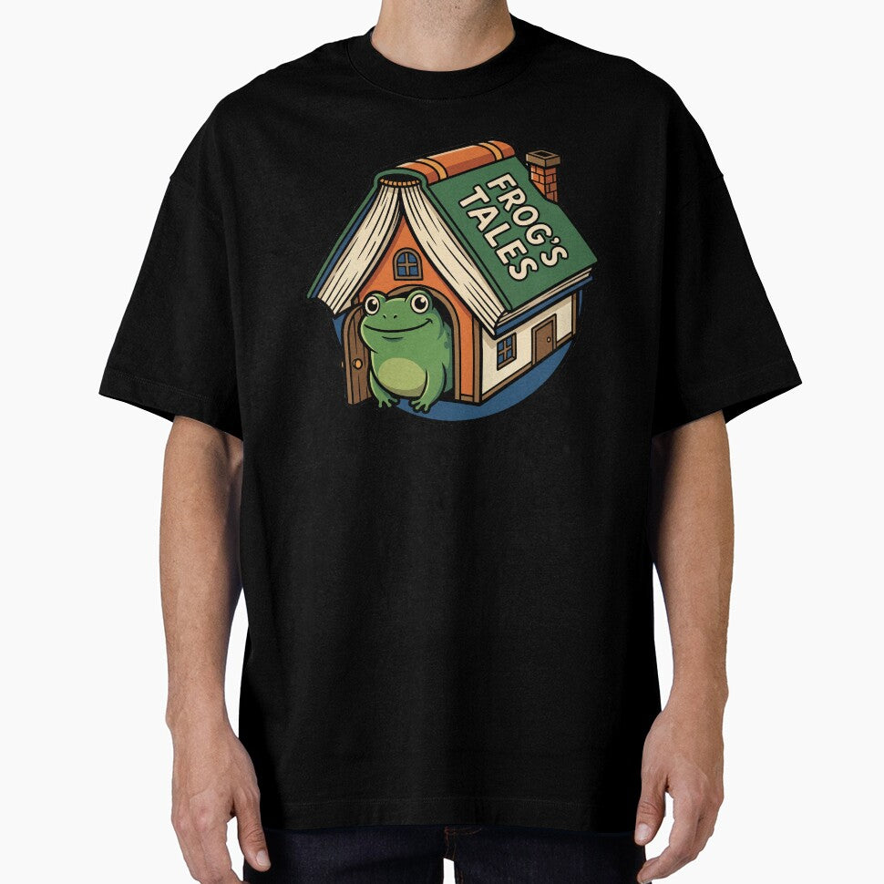 Frog's Tales Cute Reading Frog House by Melanie_King - Adult & Kids T-Shirts, Sweatshirts & Hoodies apparel design preview 1