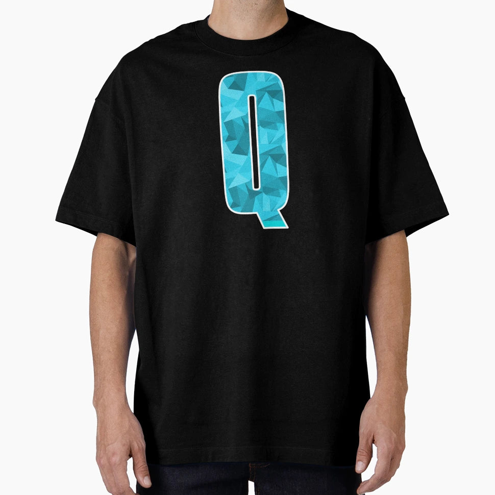 Letter Q Monogram Letter Art Cyan Blue T-Shirt - Streetwear Style Unisex - T-Shirt, Sweatshirt, Hoodie