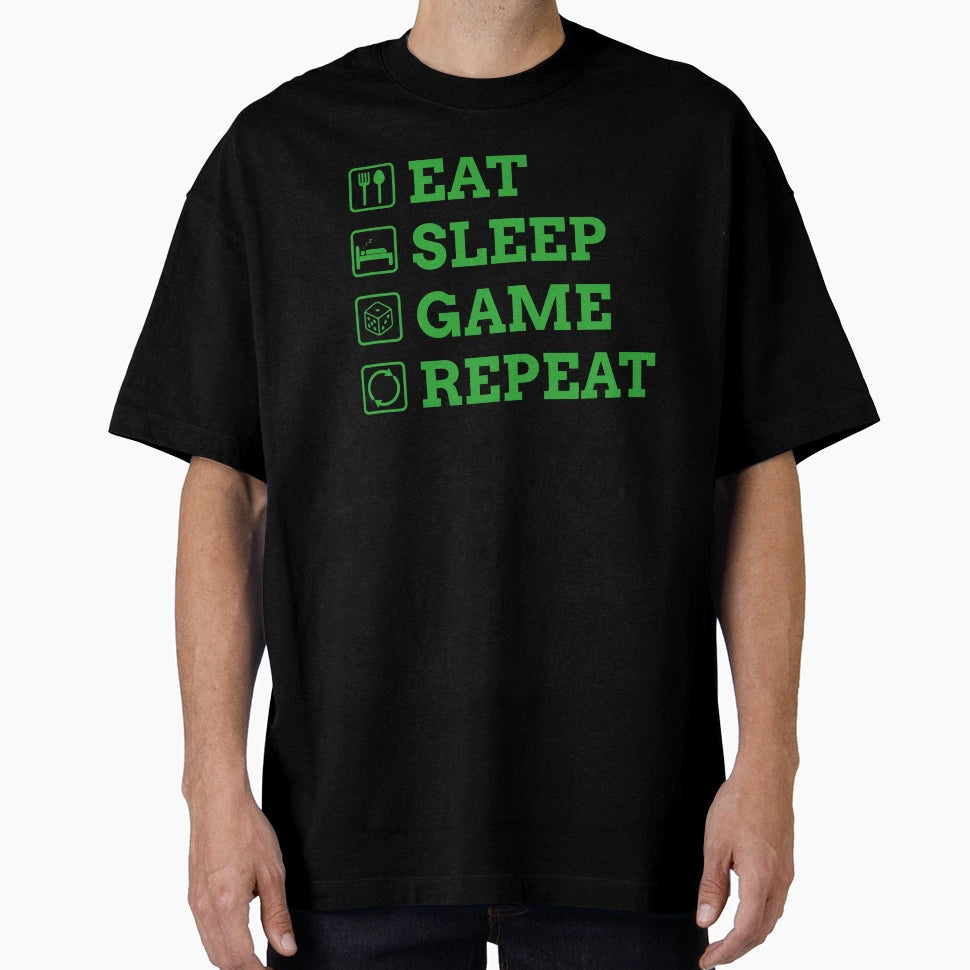Eat Sleep Game Repeat T-Shirt - Custom Art Print for Adults - T-Shirt, Sweatshirt, Hoodie