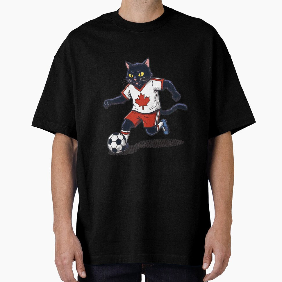 Retro 90s Canadian Soccer Cat by Ink Void Co. - Adult & Kids T-Shirts, Sweatshirts & Hoodies apparel design preview 1