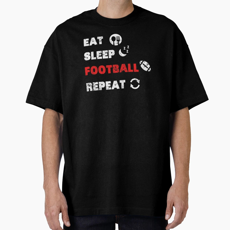 Eat Sleep Football Repeat Game Ball T-Shirt - Trendy Graphic for Adults - T-Shirt, Sweatshirt, Hoodie