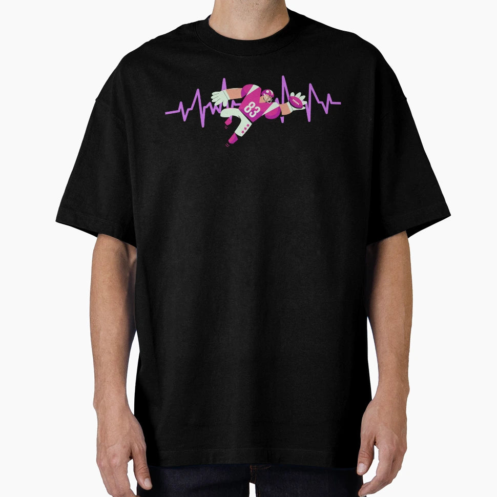Wide Receiver Football Heart Beat T-Shirt - Custom Art Print for Adults - T-Shirt, Sweatshirt, Hoodie