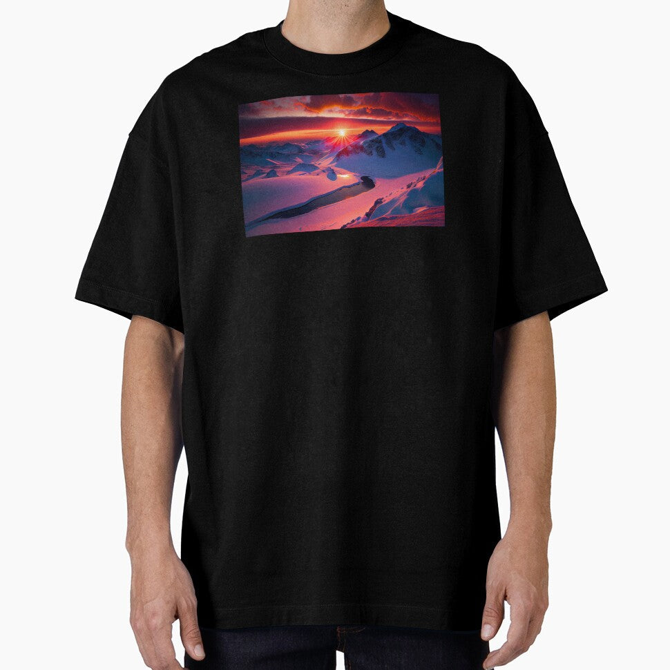 View of Amazing Sunset from Snowy Mountains by - Adult & Kids T-Shirts, Sweatshirts & Hoodies apparel design preview 1