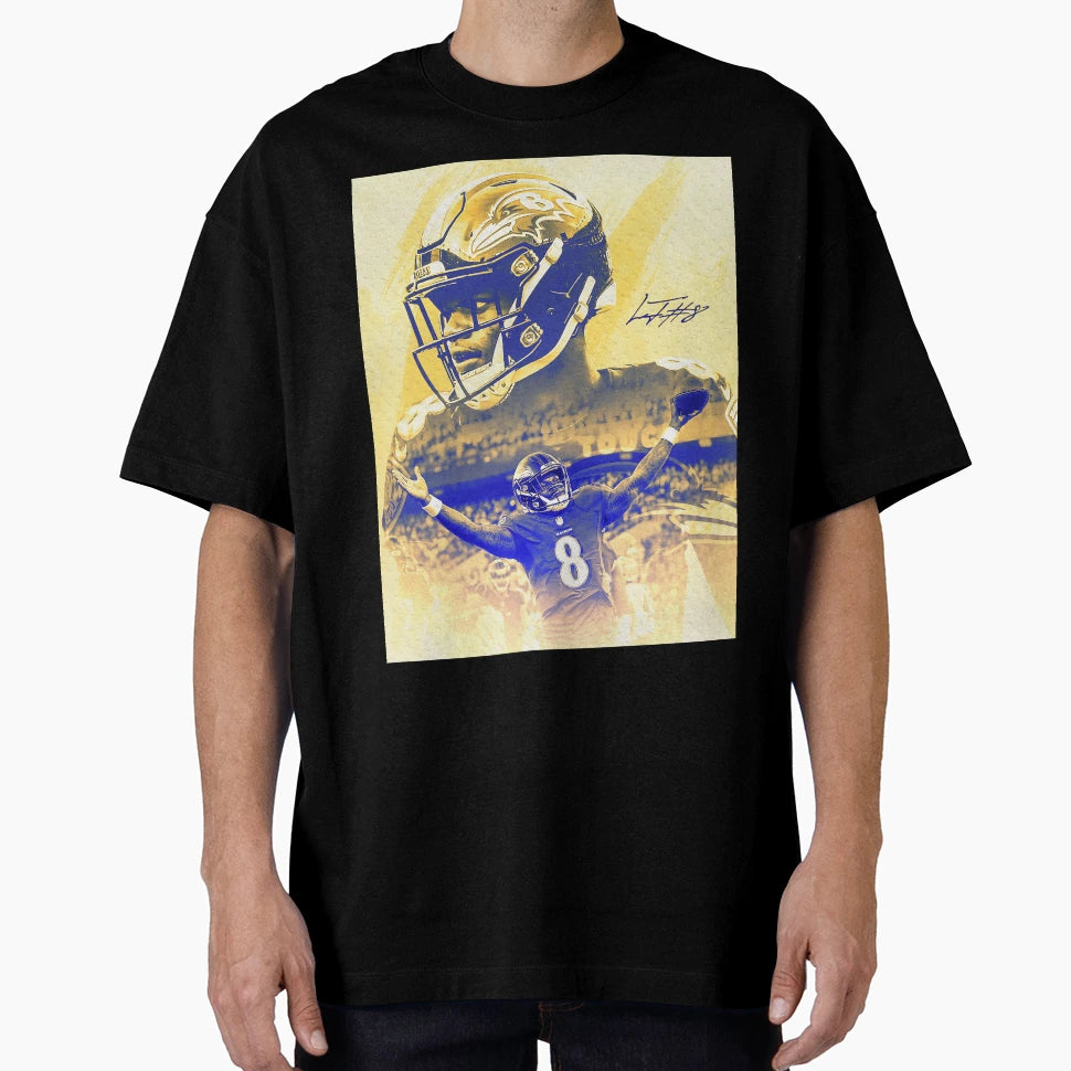 Lamar Baltimore Sports Art T-Shirt - Custom Art Print Unisex - T-Shirt, Sweatshirt, Hoodie