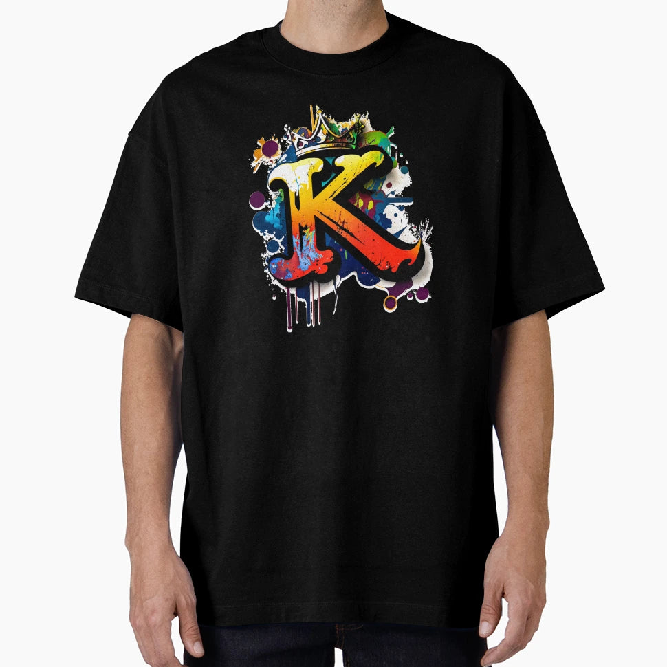 Graffiti Letter K Crown T-Shirt - Streetwear Style for Adults - T-Shirt, Sweatshirt, Hoodie
