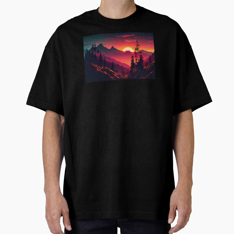 View of the Beautiful Sunset from Mountains by - Adult & Kids T-Shirts, Sweatshirts & Hoodies apparel design preview 1