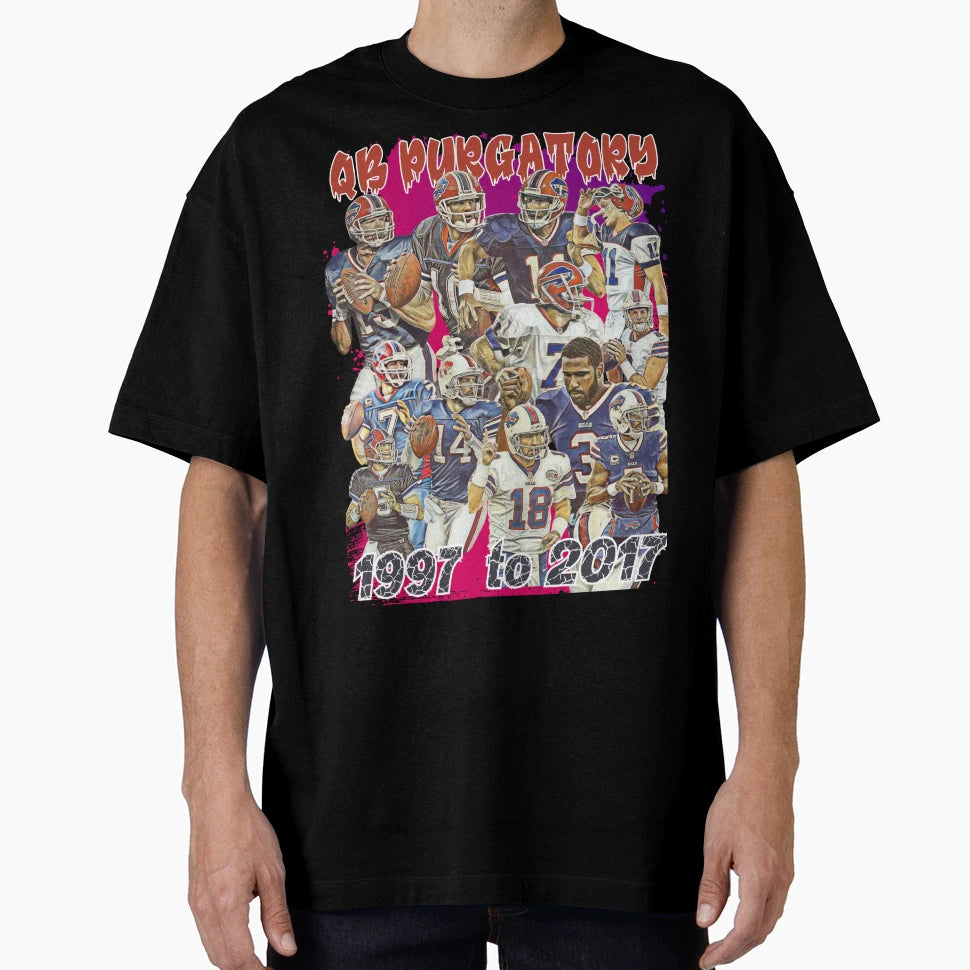 Buffalo Bills Qb Purgatory 1997 2017 T-Shirt - Novelty Apparel for Adults - T-Shirt, Sweatshirt, Hoodie