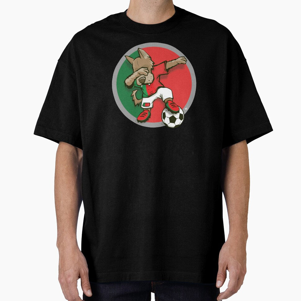 Football Dabbing Dog Portugal by m. i. - Adult & Kids T-Shirts, Sweatshirts & Hoodies apparel design preview 1