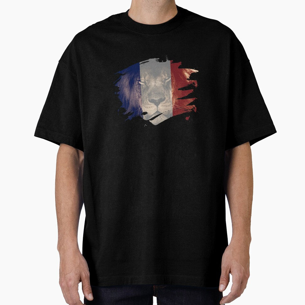 France Flag African Lion Picture by ockshirts - Adult & Kids T-Shirts, Sweatshirts & Hoodies apparel design preview 1