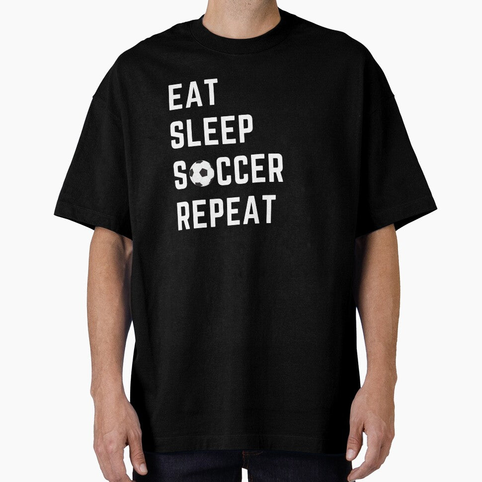 Eat sleep soccer repeat funny cool gift football fan - Adult & Kids T-Shirts, Sweatshirts & Hoodies apparel design preview 1