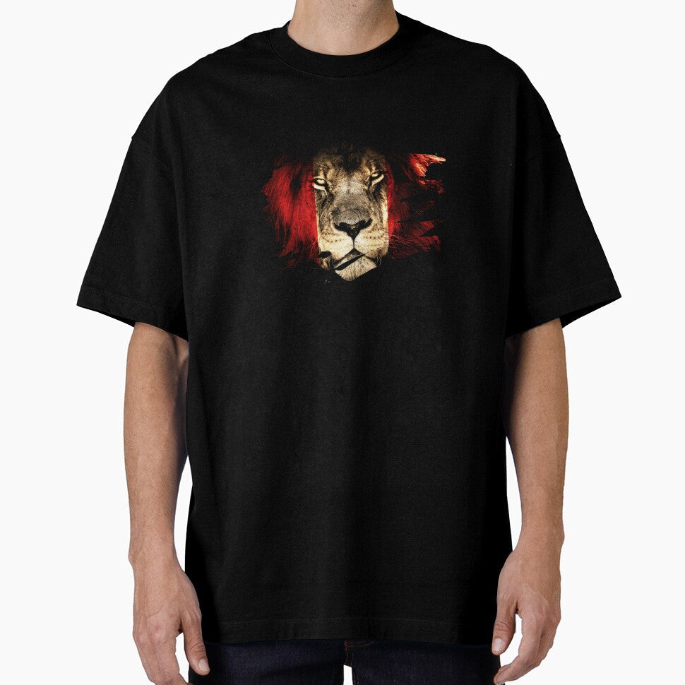 Peru Flag African Lion Picture by ockshirts - Adult & Kids T-Shirts, Sweatshirts & Hoodies apparel design preview 1