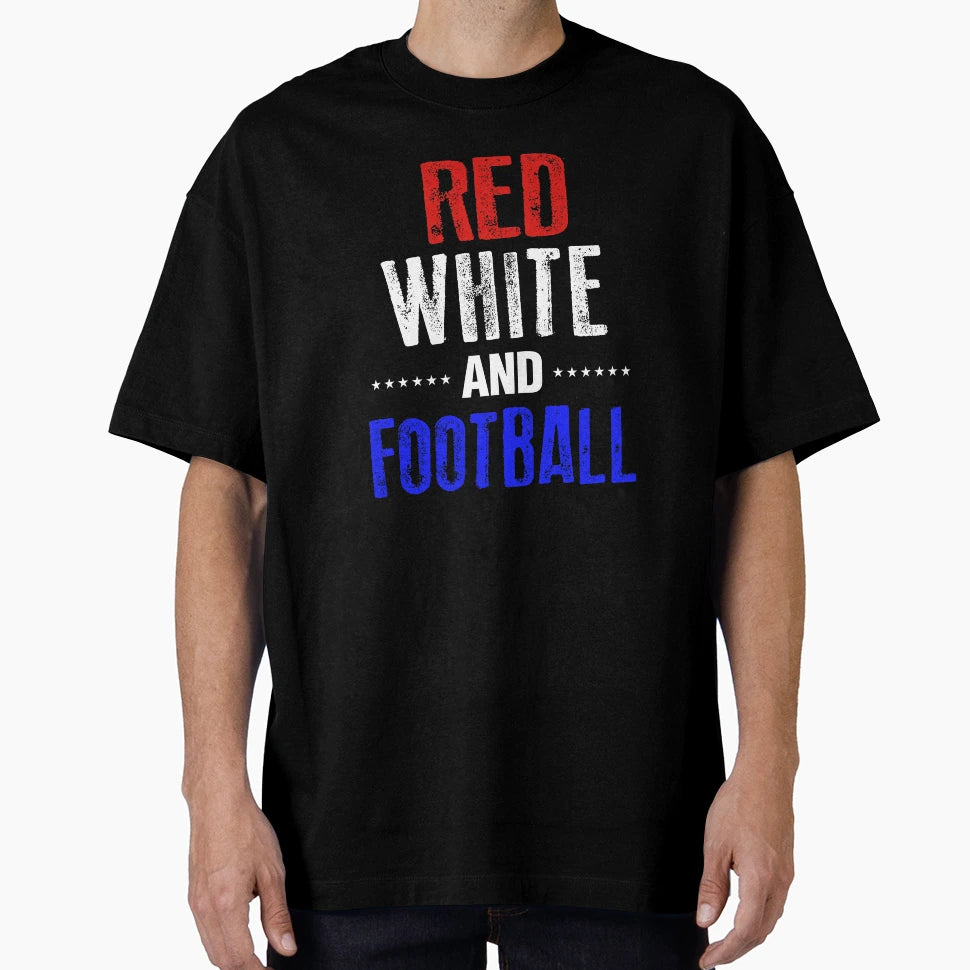 Red White And Football 4Th July T-Shirt - Graphic Print Unisex - T-Shirt, Sweatshirt, Hoodie
