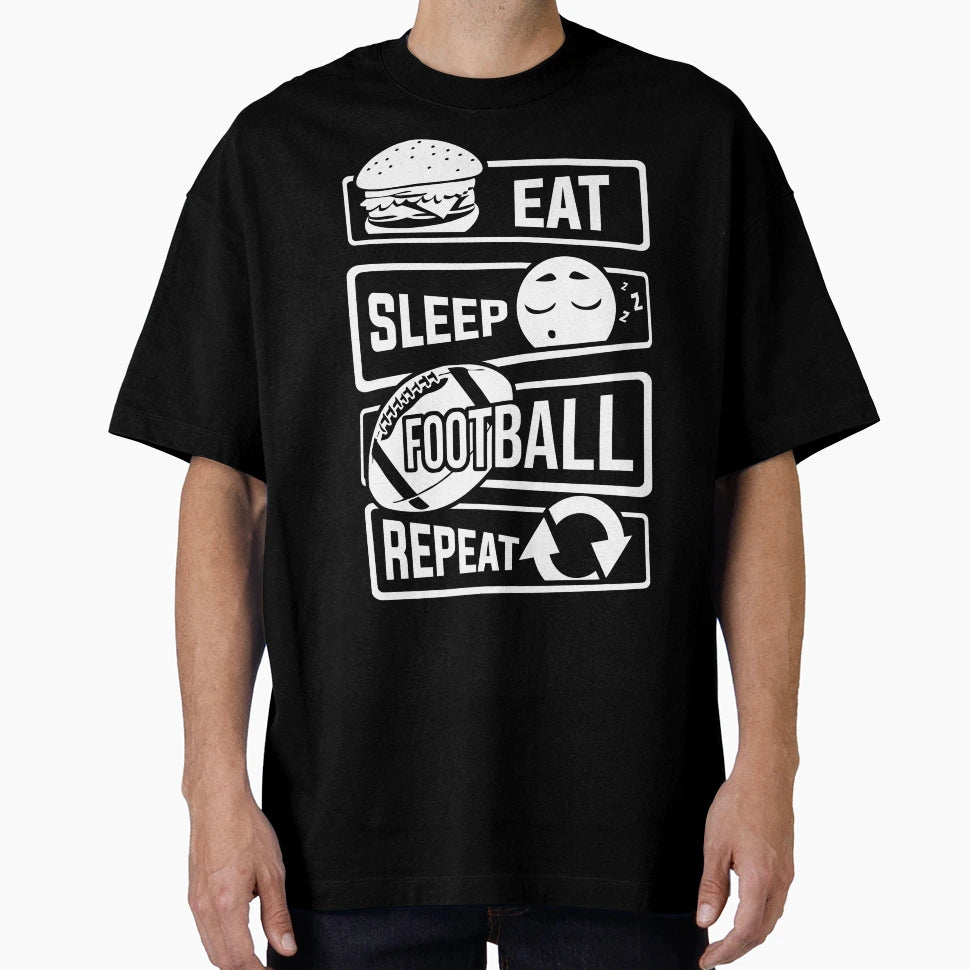 Eat Sleep Football Repeat Touchdown T-Shirt - Aesthetic Graphic for Adults - T-Shirt, Sweatshirt, Hoodie