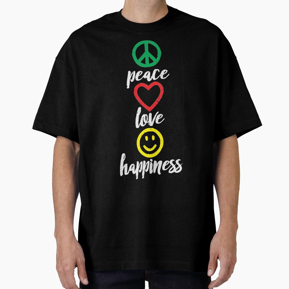 Peace Love And Happiness Signs And Emoji T-Shirt - Novelty Apparel Unisex - T-Shirt, Sweatshirt, Hoodie