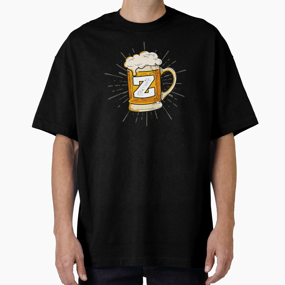 Monogram Z Frothy Cold Glass Beer T-Shirt - Aesthetic Graphic Unisex - T-Shirt, Sweatshirt, Hoodie