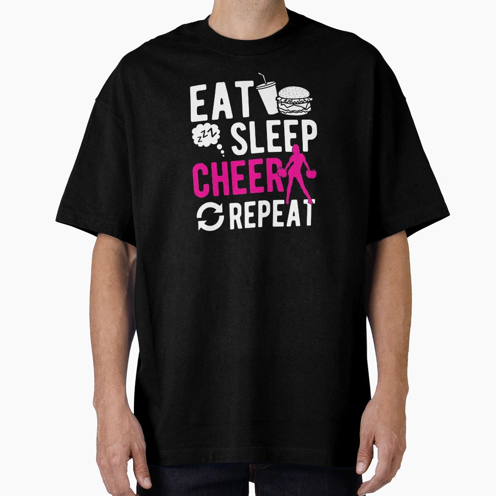 Eat Sleep Cheer Repeat Cheerleading T-Shirt - Aesthetic Graphic for Adults - T-Shirt, Sweatshirt, Hoodie